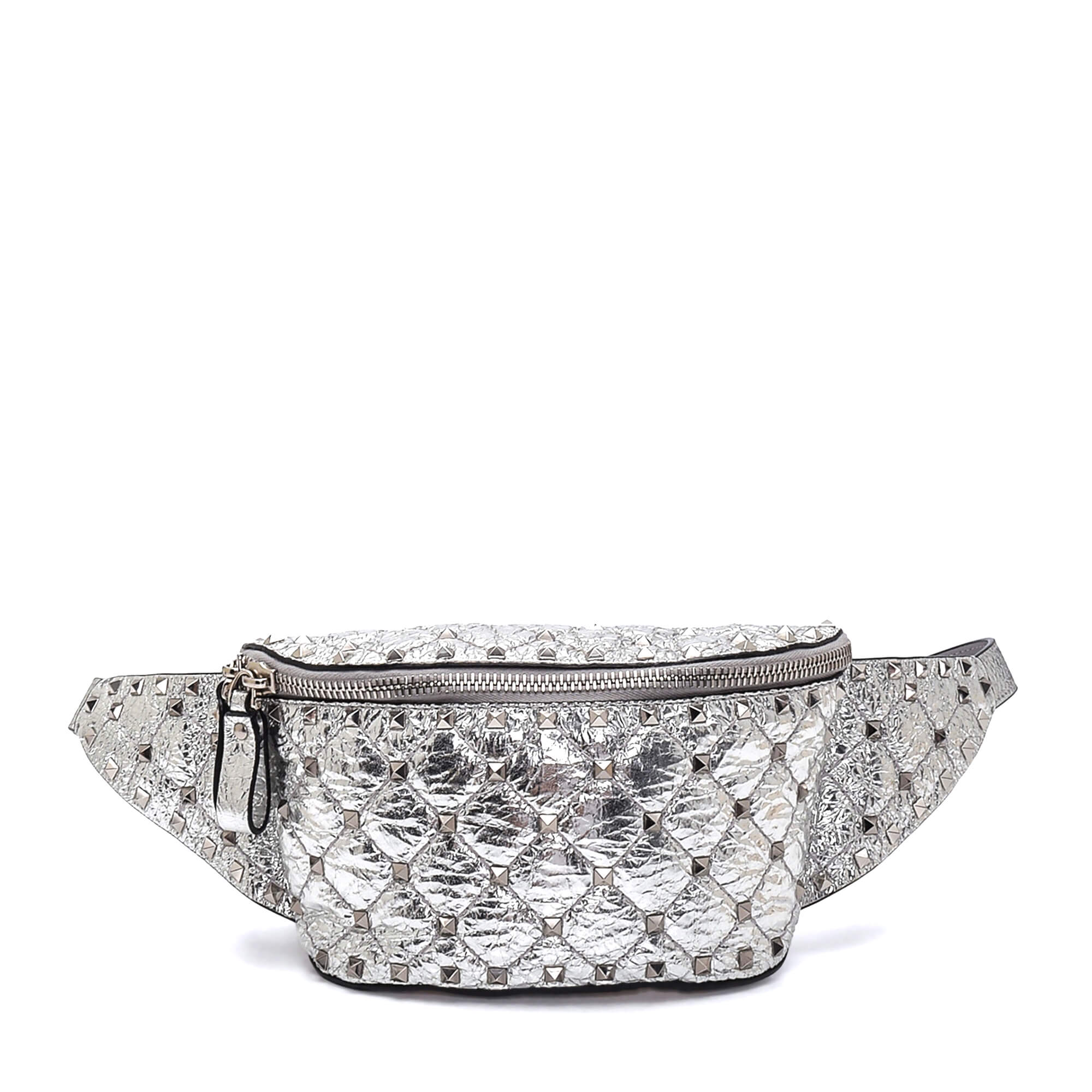 Valentino - Metallic Silver Rocktud Spike Belt Bag